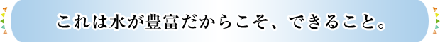 これは水が豊富だからこそ、できること。